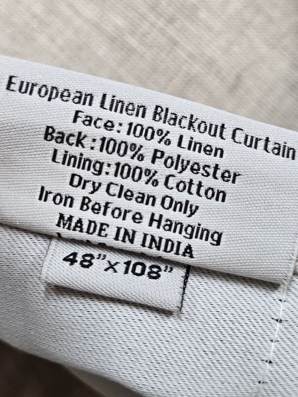 NWT QUINCE Set Of 2 48x108 European Linen True Blackout Curtains Flax 0040